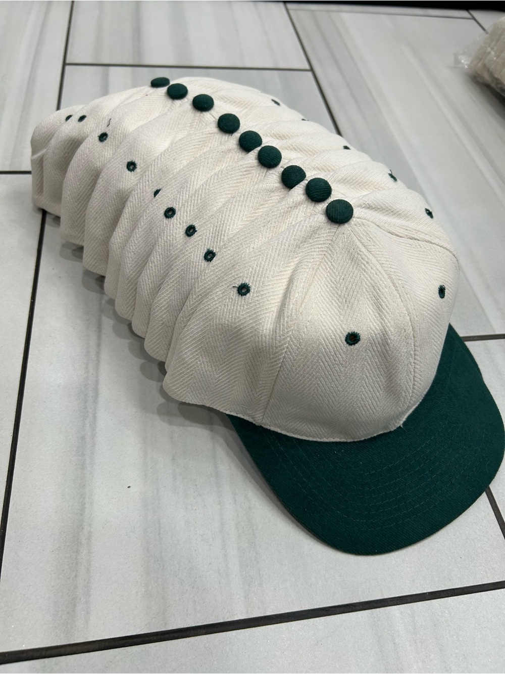 Vintage Nissun Trucker Hat Blank Strap Back Herringbone New Old Stock Off-white